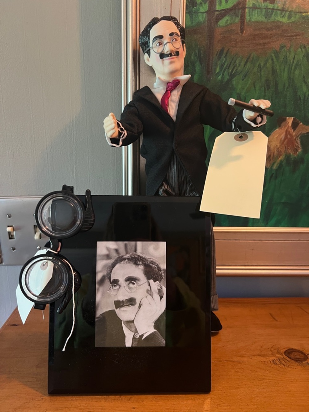 Fabulous Novelty Groucho Marx lot Decorative Figurine, Photo and glasses-SO FUN!